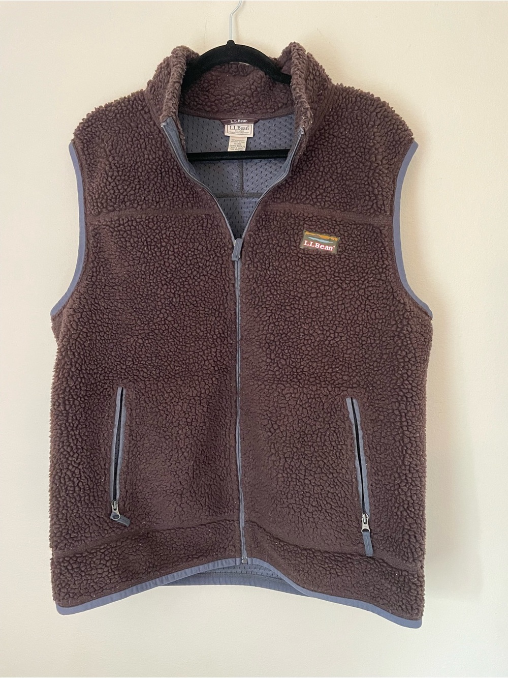 L.L. Bean Brown Sherpa Fleece Zip Vest Size XL